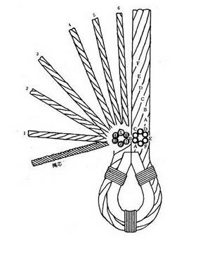 钢丝绳和套环的布置应如图